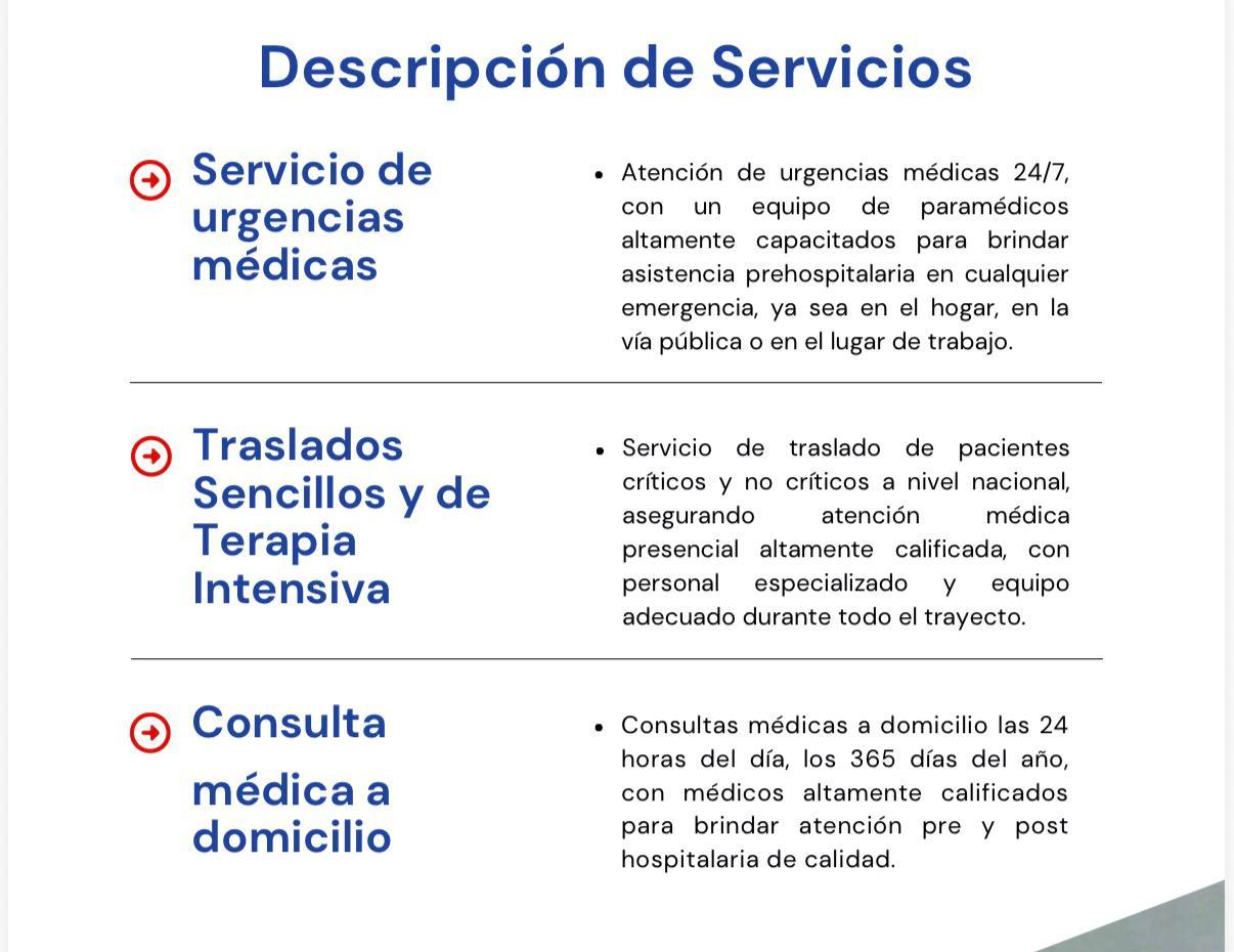 Servicios - Módulo de primer contacto y renta de paramédico