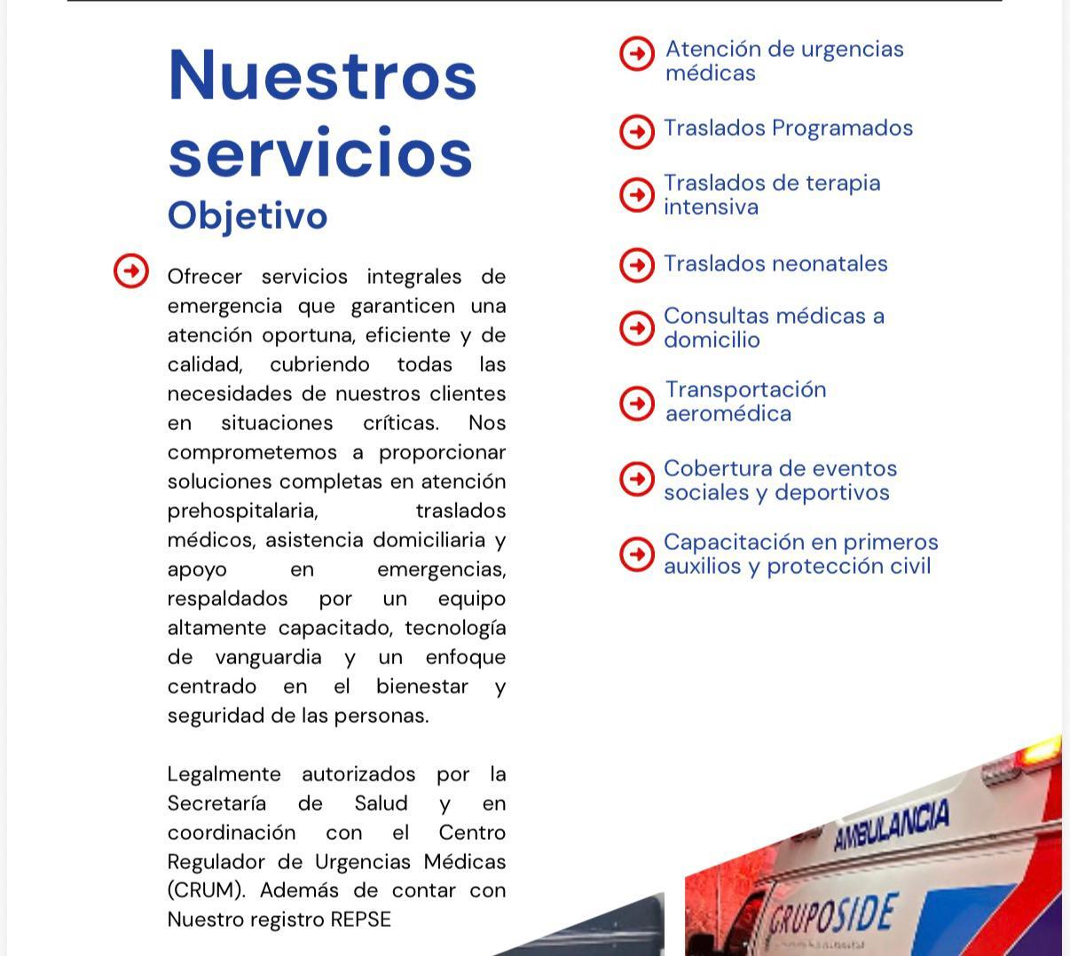 Descripción de servicios